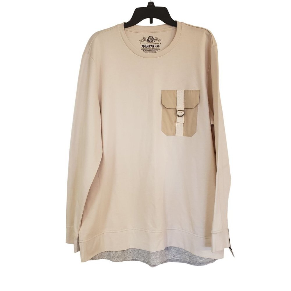 American Rag sweatshirt size XL cream long sleeve pocket front‎ new
